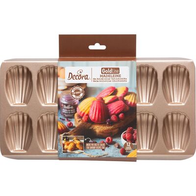 Decora Madeleineform - Rektangulär Non-Stick 12 Fack Guld Decora Madeleineform - Rektangulär Non-Stick 12 Fack Guld