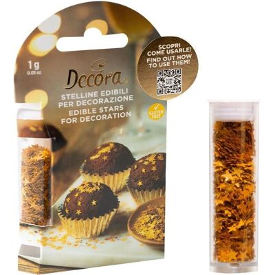 Decora - Stelline Edibles - Or - 1 g - Décorations comestibles - Publicité Decora - Stelline Edibles - Or - 1 g - Décorations comestibles - Publicité