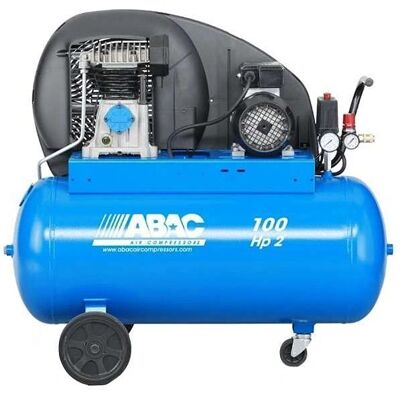 Compresor Abac 100L con Transmisión a Cintura - Profesional 10bar 255L/min Compresor Abac 100L con Transmisión a Cintura - Profesional 10bar 255L/min