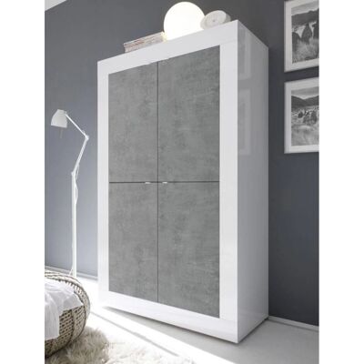 INOSIGN Basic Weiß Hochglanz Highboard mit Beton-Optik INOSIGN Basic Weiß Hochglanz Highboard mit Beton-Optik