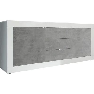 INOSIGN Basic 210 cm Weiß Hochglanz Sideboard mit Beton-Optik - Sideboard INOSIGN Basic 210 cm Weiß Hochglanz Sideboard mit Beton-Optik - Sideboard