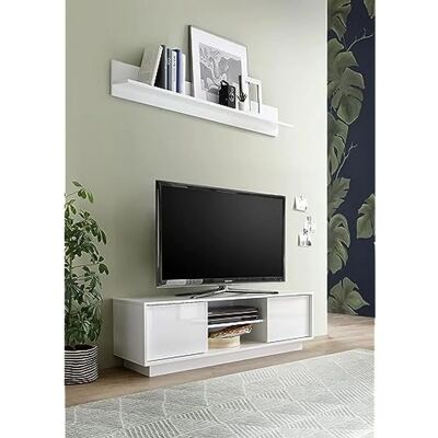 LC MOBILI Meuble TV Blanc Moderne - Design Contemporain - Publicité LC MOBILI Meuble TV Blanc Moderne - Design Contemporain - Publicité