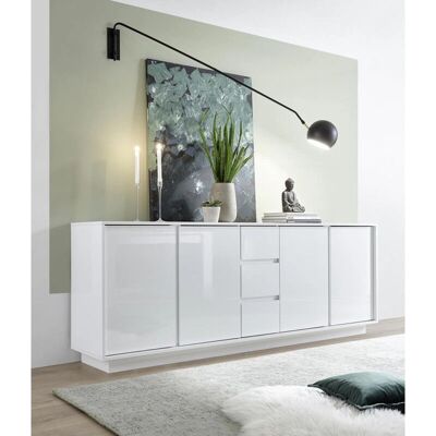 LC Mobili Maine Ice Sideboard - Moderne 4 Portes, 3 Tiroirs - 210cm - Publicité LC Mobili Maine Ice Sideboard - Moderne 4 Portes, 3 Tiroirs - 210cm - Publicité