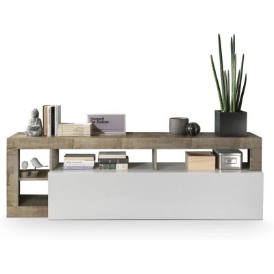 Meuble TV blanc avec porte et support - LC MOBILI - Publicité Meuble TV blanc avec porte et support - LC MOBILI - Publicité