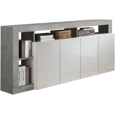 Youdoit Maestro Aparador con Efecto de Concreto Blanco - 4 Puertas - 184x42x93 cm Youdoit Maestro Aparador con Efecto de Concreto Blanco - 4 Puertas - 184x42x93 cm