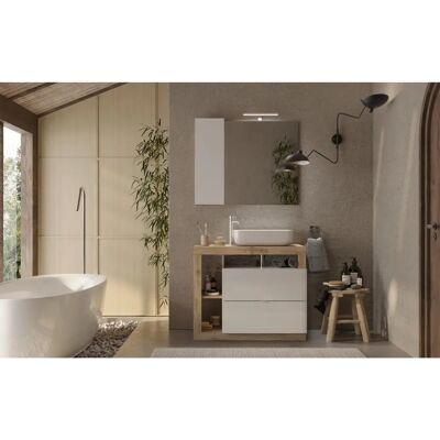 WELLTIME Hamburg Weiß/Eiche Cadiz NB Modernes Badezimmer - Waschtisch WELLTIME Hamburg Weiß/Eiche Cadiz NB Modernes Badezimmer - Waschtisch