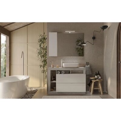 Meuble lavabo WELLTIME Hamburg Blanc Brillant - Waschtisch - Publicité Meuble lavabo WELLTIME Hamburg Blanc Brillant - Waschtisch - Publicité