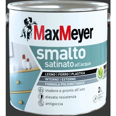 MAXMEYER Smalto Satinato Poliuretanico ad Acqua Nero - Vernice MAXMEYER Smalto Satinato Poliuretanico ad Acqua Nero - Vernice