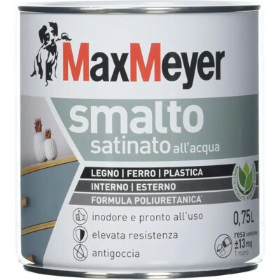 Smaltatura poliuretanica ad acqua satinata Max Meyer - 0,75L bianco - Interno ed Esterno Smaltatura poliuretanica ad acqua satinata Max Meyer - 0,75L bianco - Interno ed Esterno