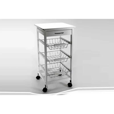 Carro de Cocina Blanco - con Cestas y Cajón Carro de Cocina Blanco - con Cestas y Cajón