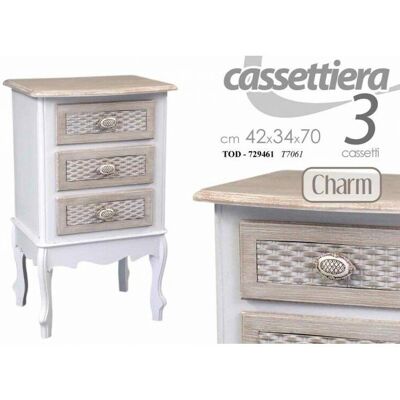 Webmarketpoint - Nightstand - Cajones blancos envejecidos - 42x34x70 cm - Nightstand Webmarketpoint - Nightstand - Cajones blancos envejecidos - 42x34x70 cm - Nightstand