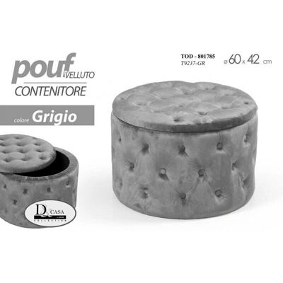 WEBMARKETPOINT Pouf mit Stauraum - Grau Samt - 60cm WEBMARKETPOINT Pouf mit Stauraum - Grau Samt - 60cm