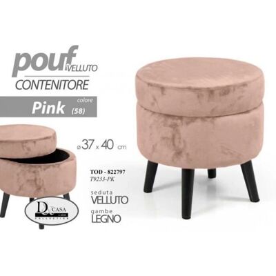 Otoman de almacenamiento de terciopelo rosa Bakaji Otoman de almacenamiento de terciopelo rosa Bakaji