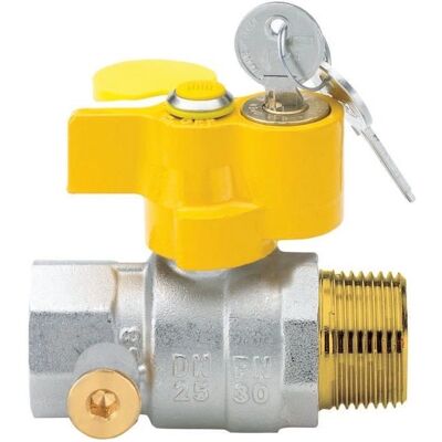 Ferrari Srl - Válvula de bola de gas de latón 3/4" MF con bloqueo Ferrari Srl - Válvula de bola de gas de latón 3/4" MF con bloqueo