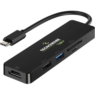 Tecnoware FHUB17693 Laptop Docking Station - 5-in-1 USB-C Hub, 4K HDMI, SD Card Reader Tecnoware FHUB17693 Laptop Docking Station - 5-in-1 USB-C Hub, 4K HDMI, SD Card Reader