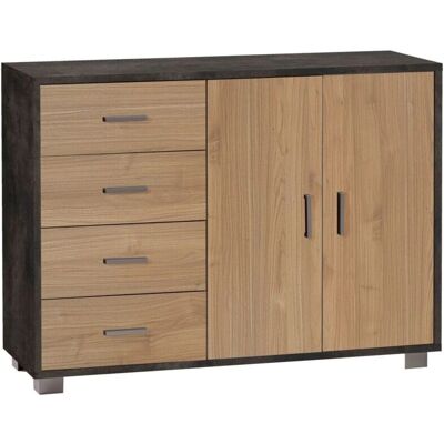 SARMOG - Mobile 2 Ante 4 Cassetti - Ossido Nero Noce - Dresser SARMOG - Mobile 2 Ante 4 Cassetti - Ossido Nero Noce - Dresser