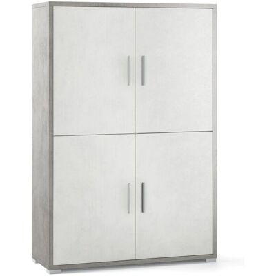 Iperbriko Gabinete Blanco Cemento con 4 Puertas - Mueble de almacenamiento Iperbriko Gabinete Blanco Cemento con 4 Puertas - Mueble de almacenamiento