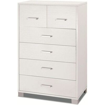 WEBMARKETPOINT Cómoda alta seis cajones Blanco Ceniza - Muebles para dormitorio WEBMARKETPOINT Cómoda alta seis cajones Blanco Ceniza - Muebles para dormitorio