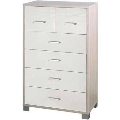 WEBMARKETPOINT Cajonera alta de seis cajones de olmo blanco - Mueble de dormitorio WEBMARKETPOINT Cajonera alta de seis cajones de olmo blanco - Mueble de dormitorio