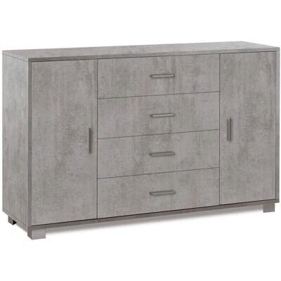 WEBMARKETPOINT Credenza in cemento con due ante e quattro cassetti WEBMARKETPOINT Credenza in cemento con due ante e quattro cassetti