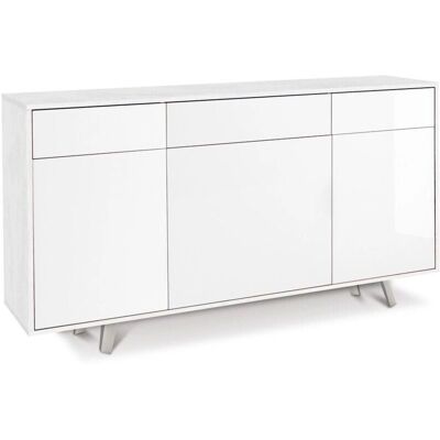 Sarmog Ossido Bianco Sideboard - 3 Türen, 3 Schubladen, Hochglanz Sarmog Ossido Bianco Sideboard - 3 Türen, 3 Schubladen, Hochglanz
