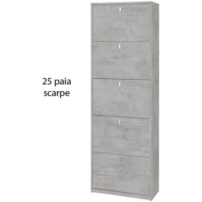 WEBMARKETPOINT Zapatero compacto ahorrador de espacio con cinco puertas - Beton WEBMARKETPOINT Zapatero compacto ahorrador de espacio con cinco puertas - Beton