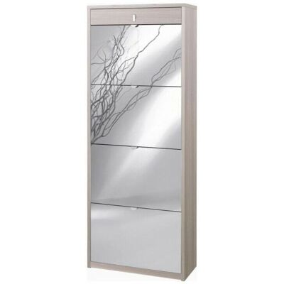 WEBMARKETPOINT Zapatero - 4 puertas con espejo - Olmo claro - 63x29x164 cm WEBMARKETPOINT Zapatero - 4 puertas con espejo - Olmo claro - 63x29x164 cm