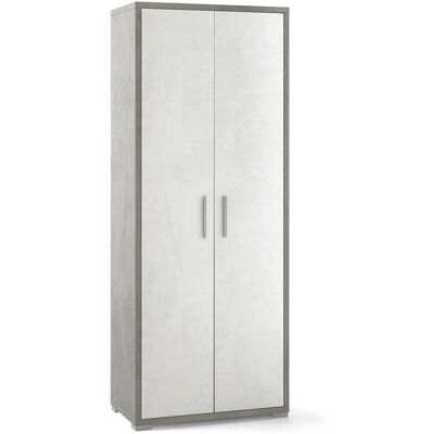 Armadio multiuso grigio / bianco Sarmog - 2 ante, 5 compartimenti - Design moderno Armadio multiuso grigio / bianco Sarmog - 2 ante, 5 compartimenti - Design moderno