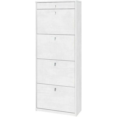 Sarmog - Armario de Zapatos de Diseño Moderno con 4 Puertas y Cajón - Blanco Sarmog - Armario de Zapatos de Diseño Moderno con 4 Puertas y Cajón - Blanco