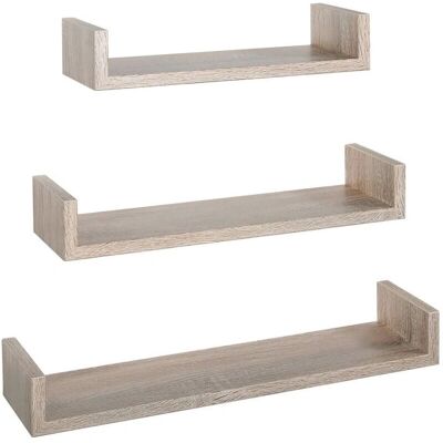 AHD Amazing Home Design - Conjunto de 3 estantes de pared - Natural - 60x8, 50x8, 40x8 cm AHD Amazing Home Design - Conjunto de 3 estantes de pared - Natural - 60x8, 50x8, 40x8 cm