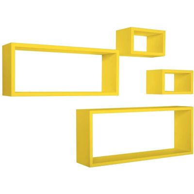 MODULARREDO Étagères Murales Merlino - Jaune Canari - Set de 4 - Publicité MODULARREDO Étagères Murales Merlino - Jaune Canari - Set de 4 - Publicité