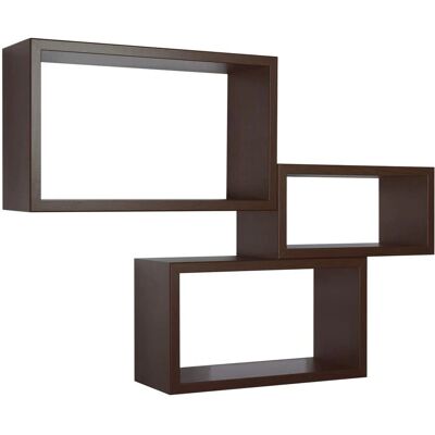 AHD Wenge Conjunto de Estantes de Pared - Trittico Rectangular AHD Wenge Conjunto de Estantes de Pared - Trittico Rectangular
