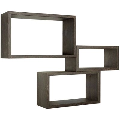 SANITEC Conjunto de 3 estantes murales marrón oscuro - Estanterías de pared SANITEC Conjunto de 3 estantes murales marrón oscuro - Estanterías de pared
