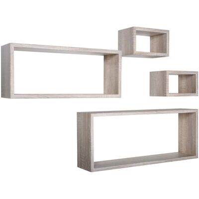 MODULARREDO Estantes de Pared Merlino - Set de 4 - Acabado Natural MODULARREDO Estantes de Pared Merlino - Set de 4 - Acabado Natural
