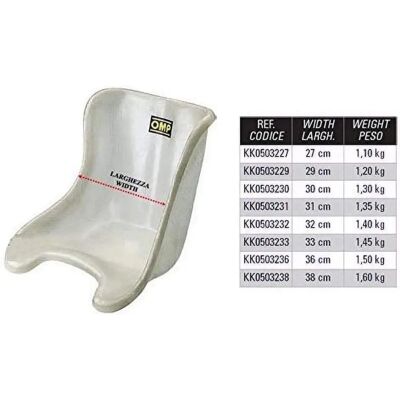 Asiento de carreras OMP Carbon - Blanco 38cm Plano Asiento de carreras OMP Carbon - Blanco 38cm Plano