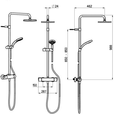 Megabad Profi Collection House thermostatic shower system - schwarz Megabad Profi Collection House thermostatic shower system - schwarz