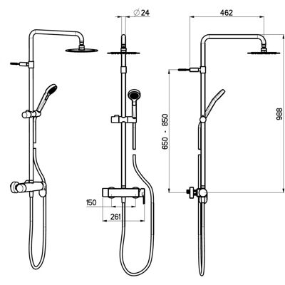 Megabad Profi Collection Douche systeem met enkele hendelmengkraan en ultra platte kopdouche - Douchesysteem Megabad Profi Collection Douche systeem met enkele hendelmengkraan en ultra platte kopdouche - Douchesysteem