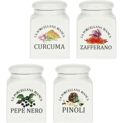 La Porcellana Bianca Set Of 4 Conserva Spice Containers - White - Gewürzdosen La Porcellana Bianca Set Of 4 Conserva Spice Containers - White - Gewürzdosen
