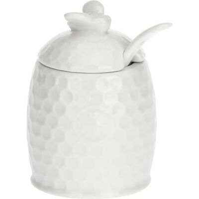 La Porcellana Bianca sucrier avec cuillère - Design nid d'abeille élégant - 200ml La Porcellana Bianca sucrier avec cuillère - Design nid d'abeille élégant - 200ml
