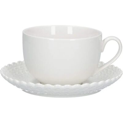 La Porcellana Bianca Tasse et Sous-tasse - 450ml - Céramique blanche classique La Porcellana Bianca Tasse et Sous-tasse - 450ml - Céramique blanche classique