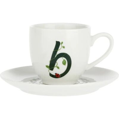 La Porcellana Bianca groene letter espresso kop en schotel La Porcellana Bianca groene letter espresso kop en schotel