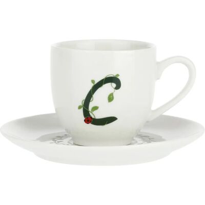La Porcellana Bianca tasse et soucoupe - Alphabet vert & plante - Type de produit La Porcellana Bianca tasse et soucoupe - Alphabet vert & plante - Type de produit