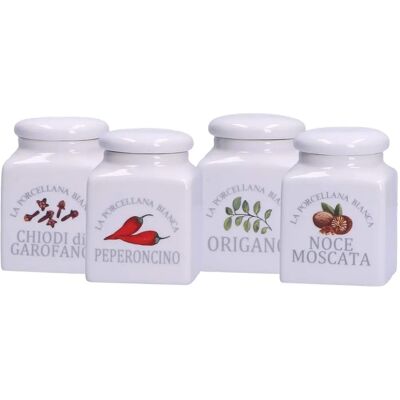 La Porcellana Bianca Set van 4 kruidencontainers - Wit La Porcellana Bianca Set van 4 kruidencontainers - Wit
