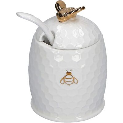 La Porcellana Bianca pote de açúcar de porcelana com colher - Açucareiro - 6,5 cm La Porcellana Bianca pote de açúcar de porcelana com colher - Açucareiro - 6,5 cm