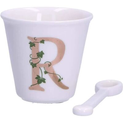 Ensemble Tasse et Cuillère à Café La Porcellana Bianca - 75ml, Décoration Alphabet Ensemble Tasse et Cuillère à Café La Porcellana Bianca - 75ml, Décoration Alphabet