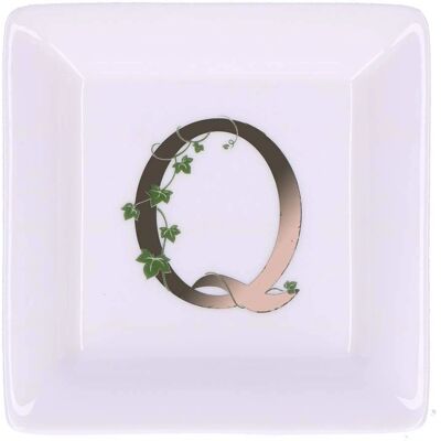 Assiette Carrée La Porcellana Bianca - Décor Alphabet - 10cm Assiette Carrée La Porcellana Bianca - Décor Alphabet - 10cm