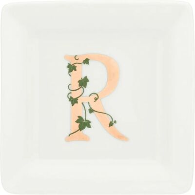 La Porcellana Bianca Assiette Carrée - Décor Alphabet en Or - 10cm La Porcellana Bianca Assiette Carrée - Décor Alphabet en Or - 10cm