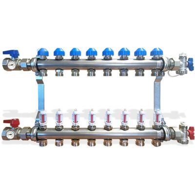 TIEMME - Collettore di distribuzione senza by pass 8 vie - 1 pollice - 8 vie - Distribution manifold TIEMME - Collettore di distribuzione senza by pass 8 vie - 1 pollice - 8 vie - Distribution manifold