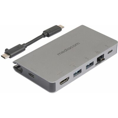 Station d'accueil Mediacom MD-C315 - USB-C, HDMI, RJ45 - Publicité Station d'accueil Mediacom MD-C315 - USB-C, HDMI, RJ45 - Publicité