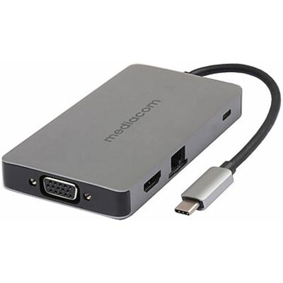 Estación de acoplamiento Mediacom MD-C318 aluminio con HDMI 4K, USB y Ethernet Estación de acoplamiento Mediacom MD-C318 aluminio con HDMI 4K, USB y Ethernet